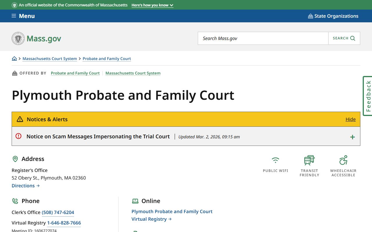 Plymouth County Probate Court serving Brockton for divorce decree records