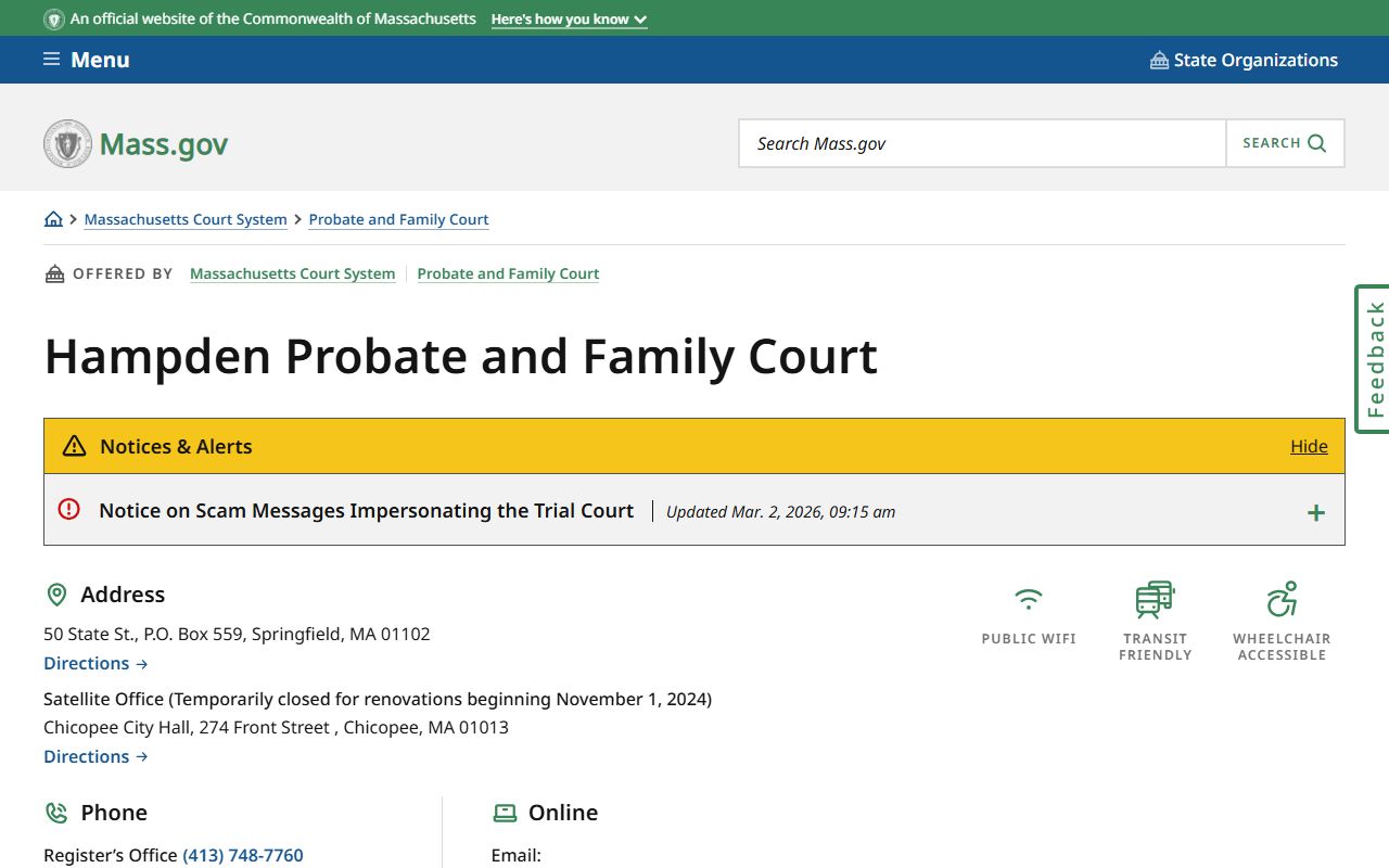 Hampden County Probate Court serving Chicopee for divorce decree records