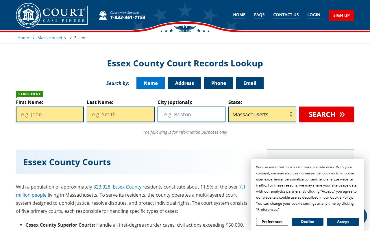 Essex County court case finder for Haverhill Massachusetts divorce records