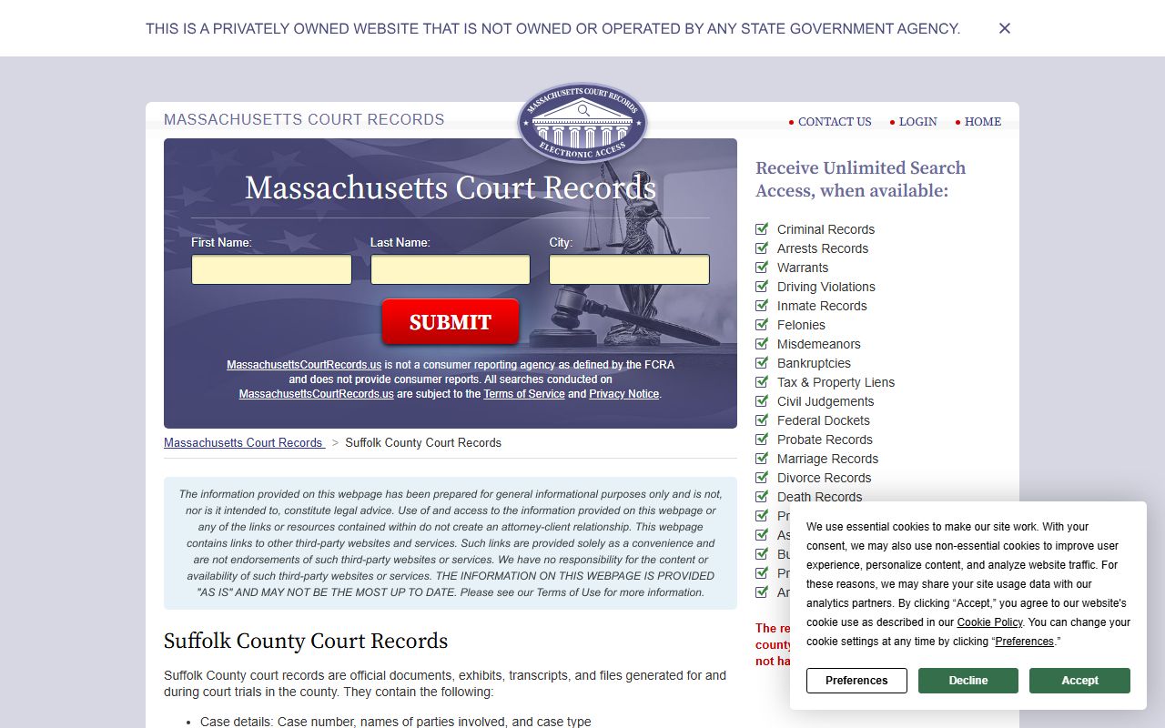 Suffolk County court records for Revere divorce decree lookup