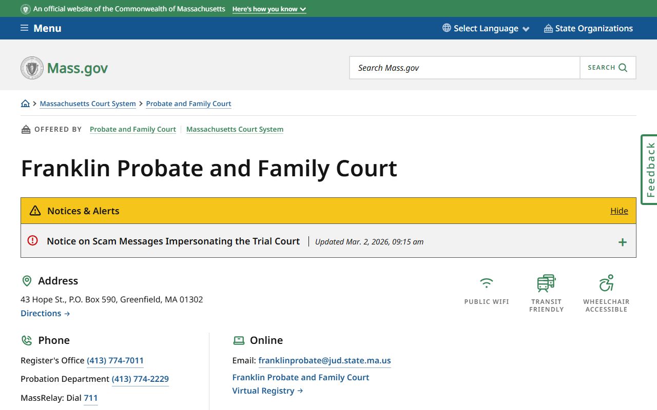 Franklin County Probate and Family Court page for divorce decree records